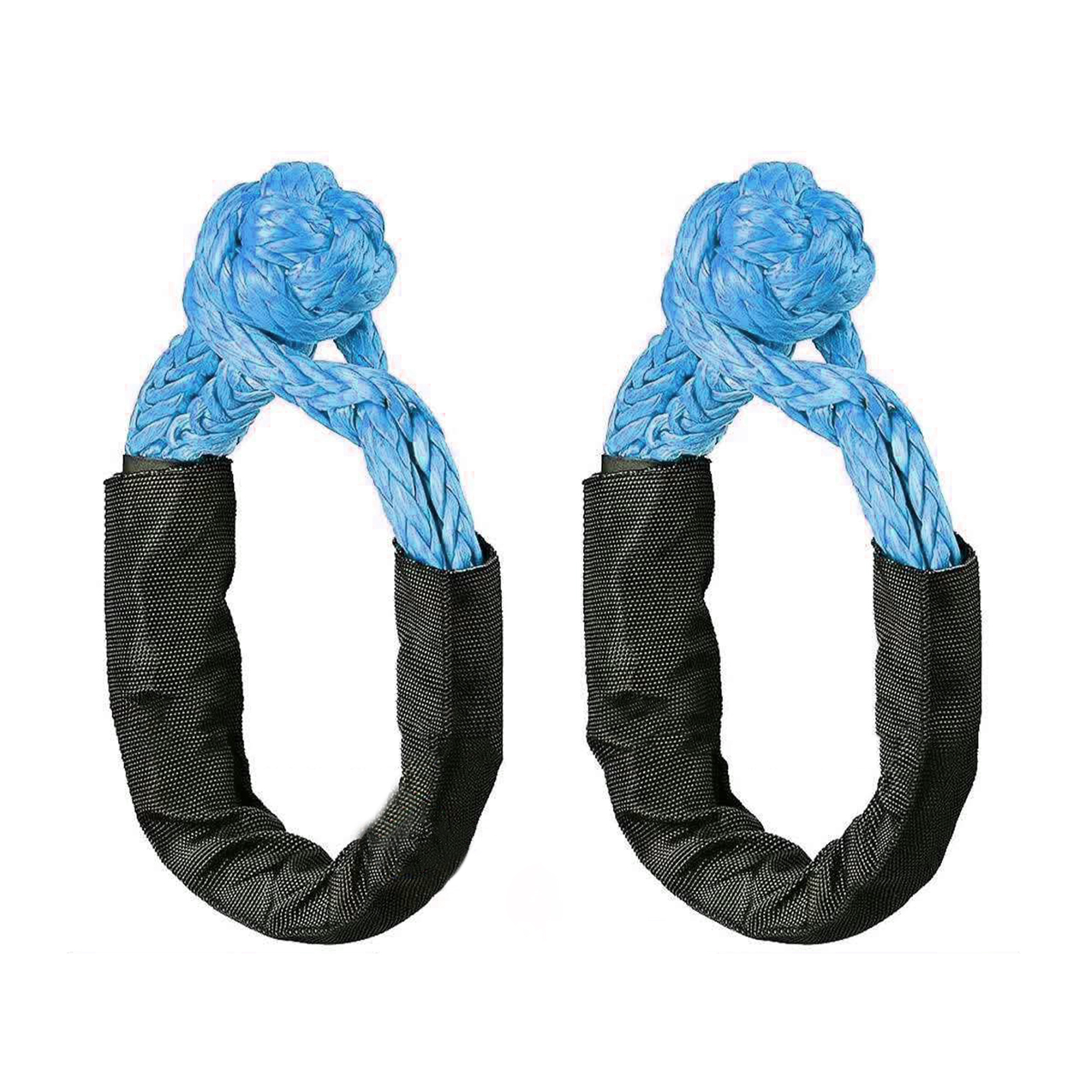 2pcs Off Road Towing ATV Winch Synthetic Portable Car Broke Down Strap Accessories UTV Soft Shackle Rope With Protective Sleeve: Blue