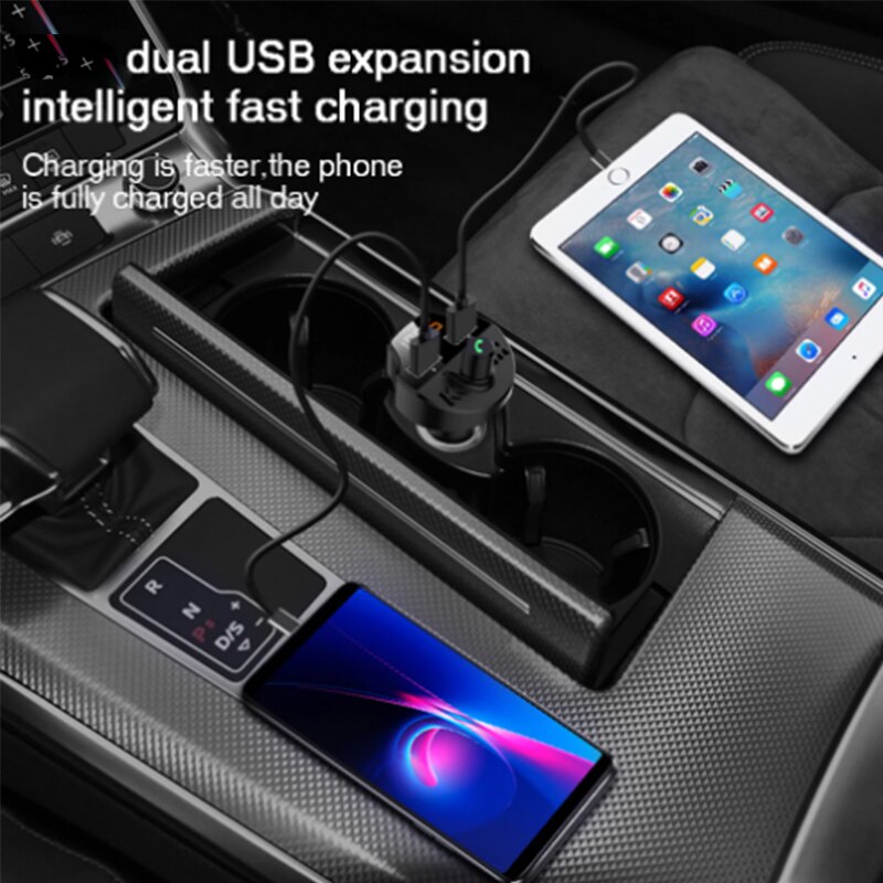 Usb car phone charger fm modulator bluetooth audio receiver transmitter led display  mp3 player car charger for huawei samsung