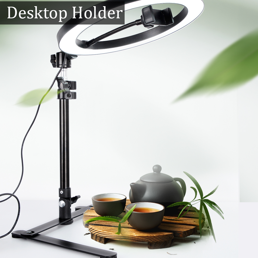 Anneau lumière photographie éclairage lampe à LED avec trépied pour support de téléphone portable accessoires de support avec pince pour Photo Selfie vidéo