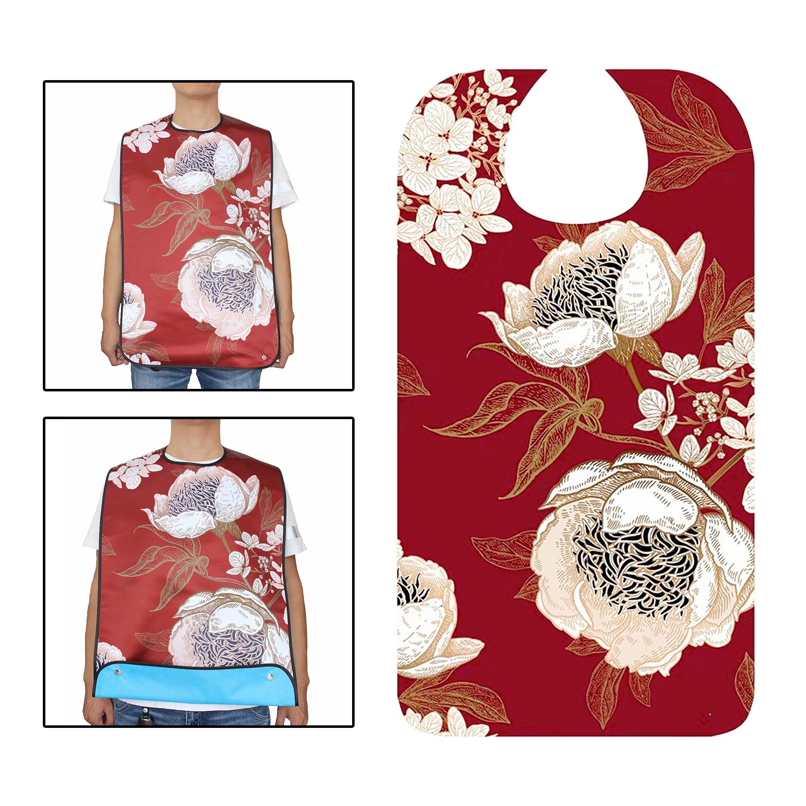 Etenstijd Pvc Afdrukken Katoen Verstelbare Bib Crumb Voor Vrouwen Ouderen Patiënten