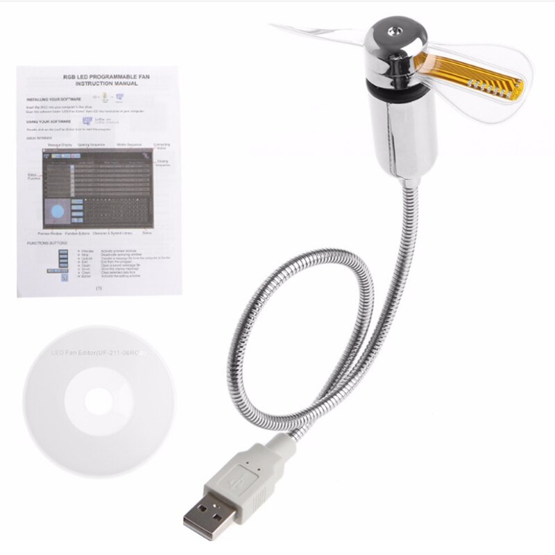 USB Fan Flexible Gooseneck LED Programmable Fan for PC Laptop Notebook Desktops NC99