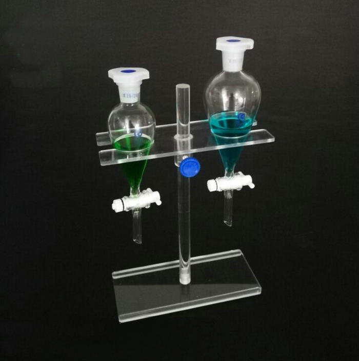 1 Uds. Soporte de embudo separador de vidrio orgánico PMMA soporte Rack suministros de laboratorio 2 agujeros o 4 agujeros tamaño de los poros 45/55mm