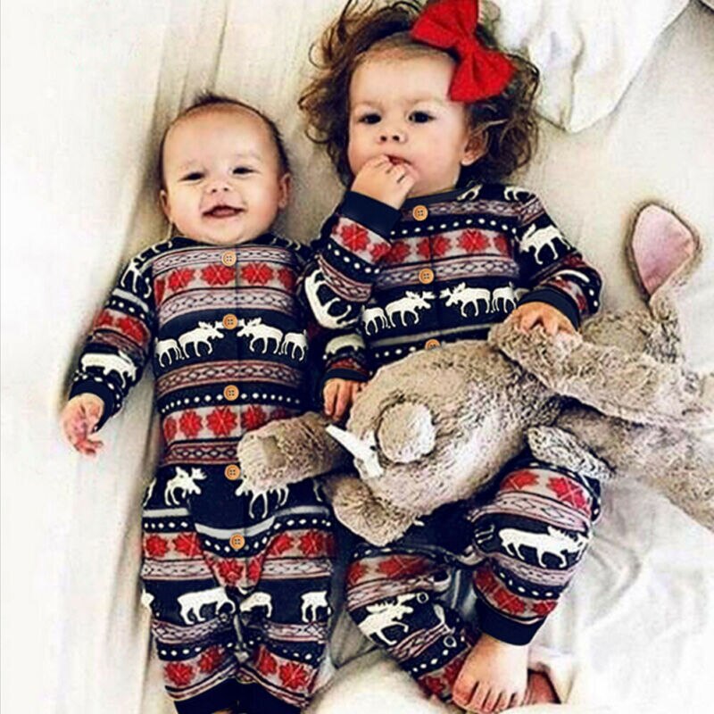 Baby efterår vinter tøj nyfødte baby baby piger drenge jul romper plaider jumpsuit langærmet legetøj tøj