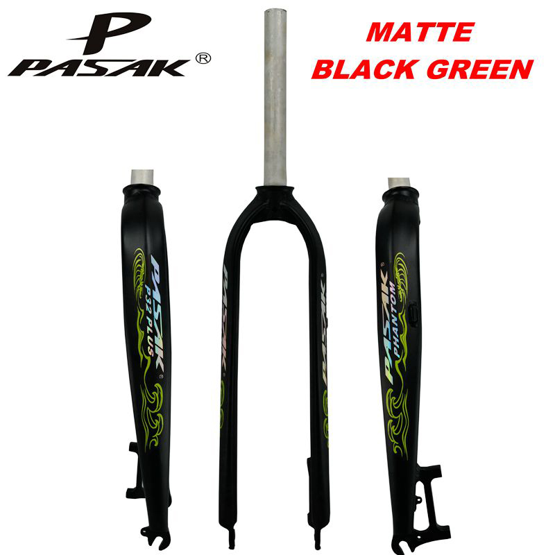 PASAK Vélo Dur Fourche 26 "27.5" 29 "en aluminium montagne vtt vélo vélo de route fourche rigide P32 modèle De Frein À Disque Composant: Matte Black Green