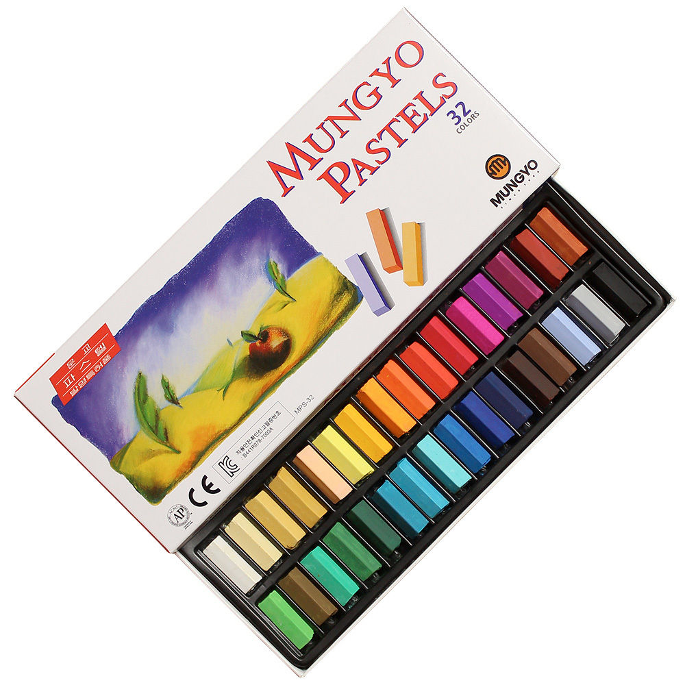 Mungyo bløde pasteller 24 or 32 or 48 or 64 farvet firkantet pastelkunsttegning: 32 farver sæt