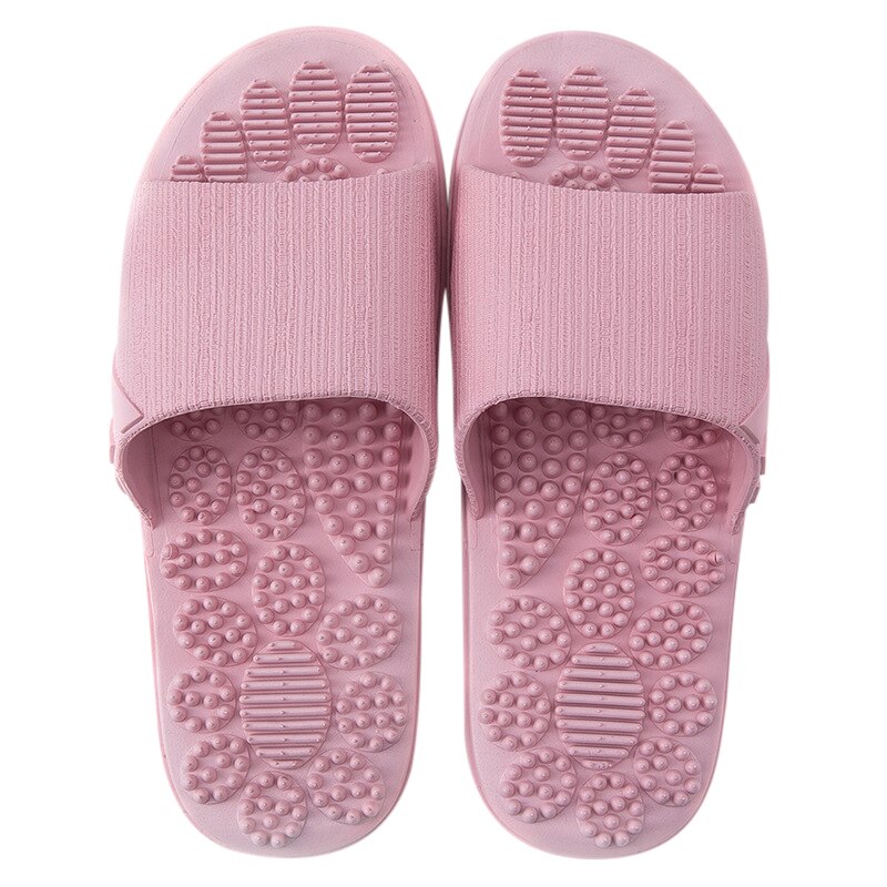 Sommartofflor inomhus halkfria massageskor unisex solid mjuk botten par tofflor hem sandaler män massagepunkt: Rosa / 40-41