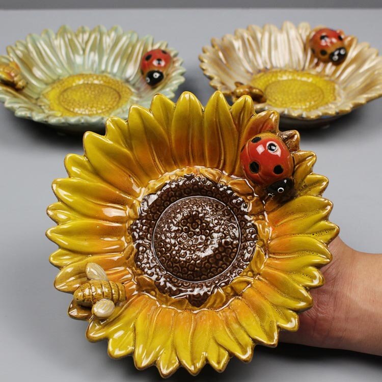 Flower sunflower Ceramic Smoke Rolling tray Desktop Crafts home Decoration accessories
