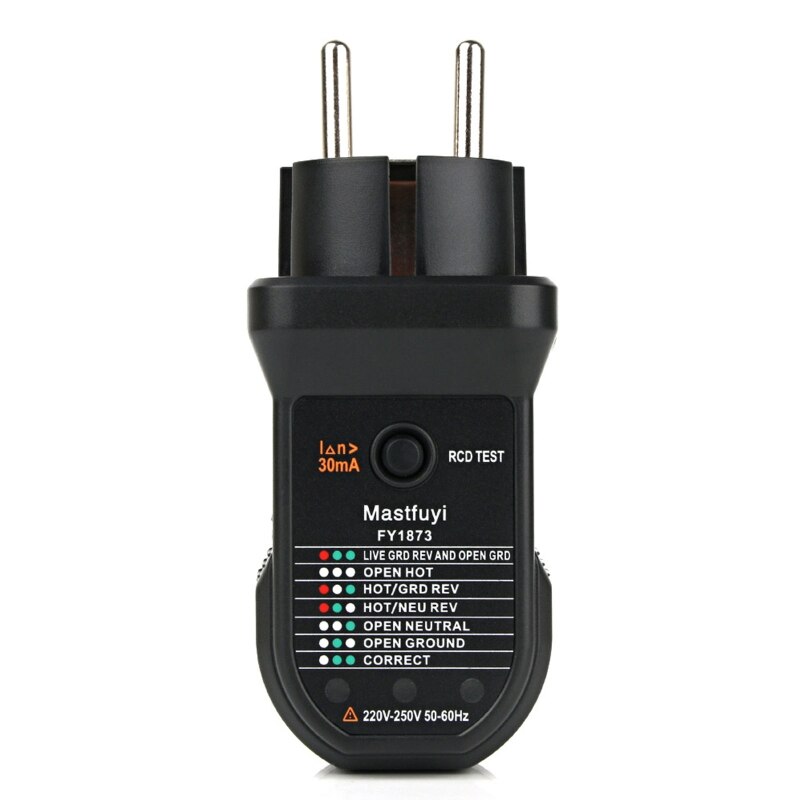 EU/British/US Plug Outlet Tester 220-250V Receptacle Tester Earth/Live/Neutral Wire Tester Leakage Tester Phase Polarity