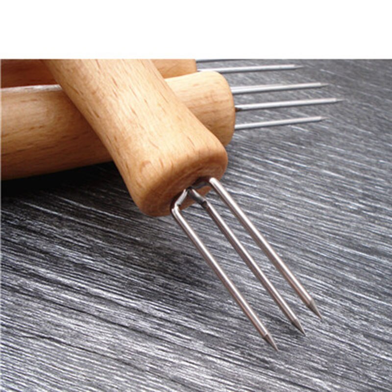 20pc majsholdere rustfrit stål grillspyd pinde trægreb frugtgafler buffet fondue fest grill tilbehør grillværktøj