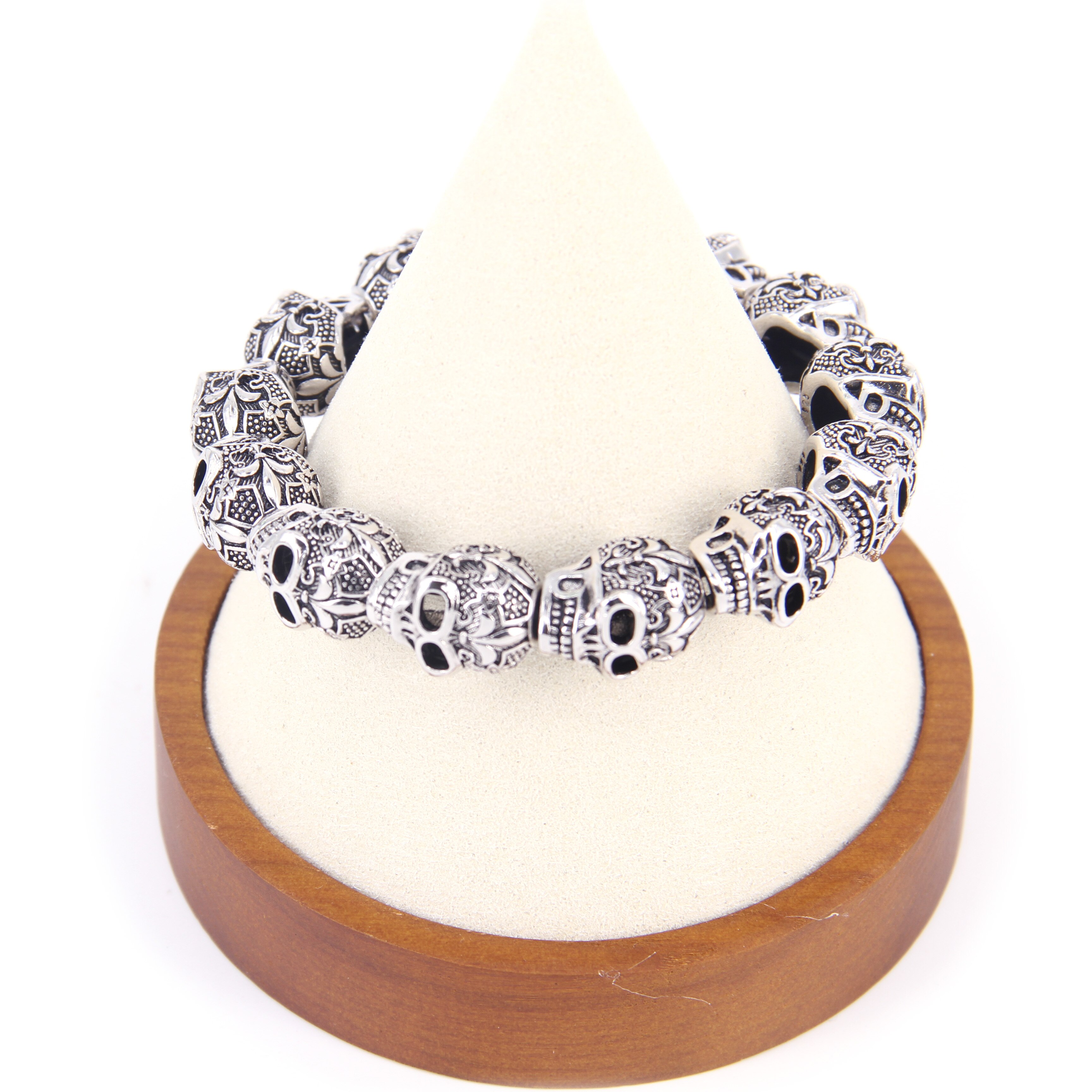 Hemiston Punk Bead Schedel Met Lelie Armbanden, 16Cm-25Cm, fine Jewelry Voor Vrouwen En Mannen Ts 021