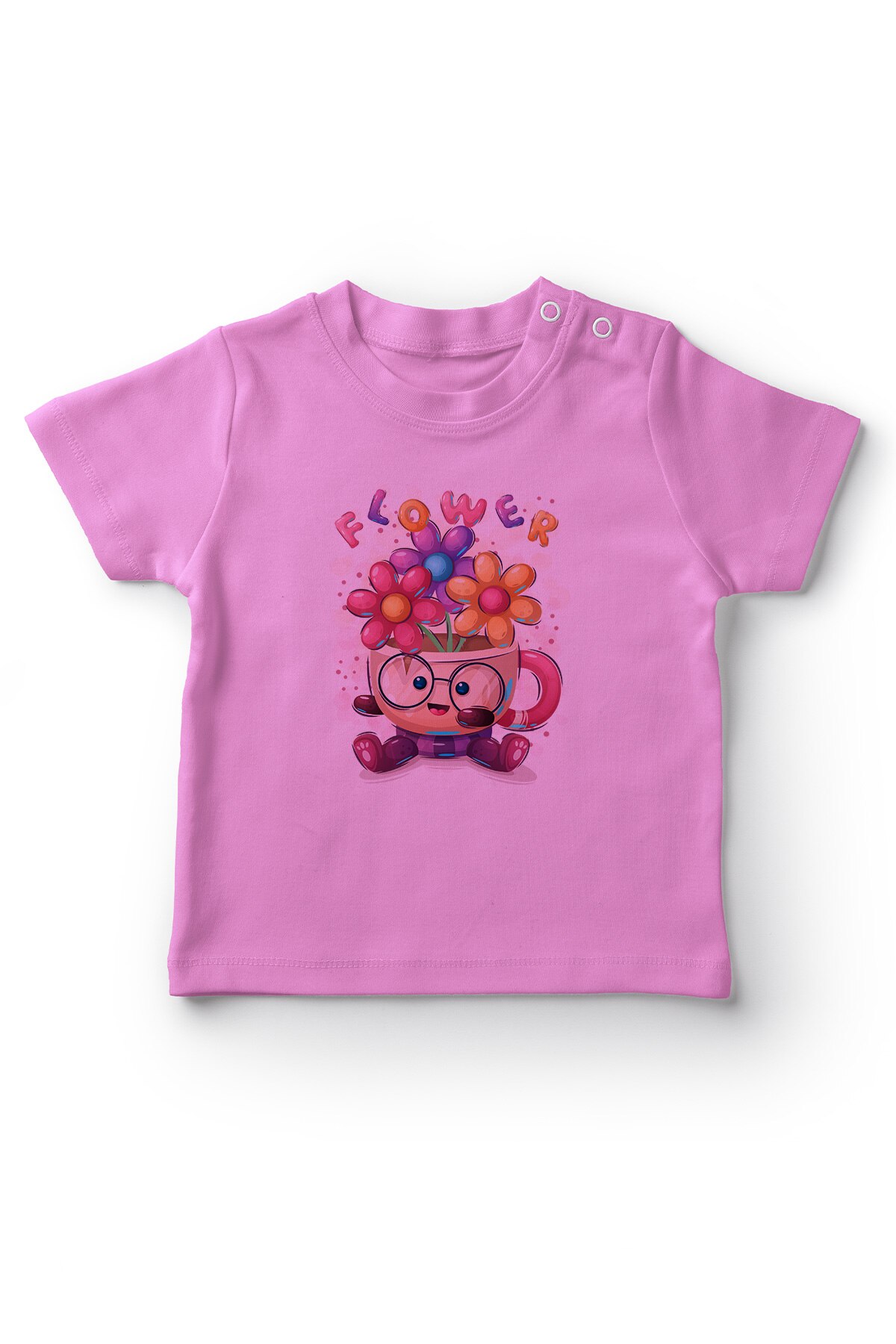 Angemiel Baby Blühende Blumen Nette Tasse Mädchen Baby T-Shirt Rosa