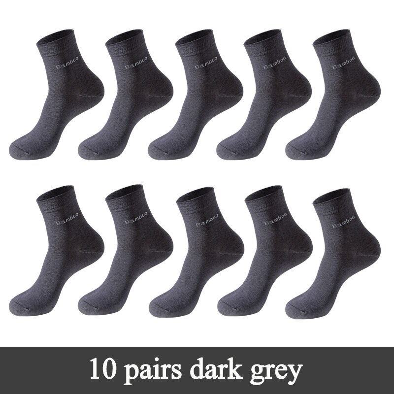 Chaussettes en bambou à bout sans couture pour hommes, décontractées, souples, pour le travail, l'athlétisme et la randonnée: 10 pairs dark grey