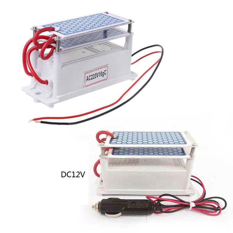 Generador de ozono portátil de 10 g/h DC12V/AC220V ozonizador cerámico integrado