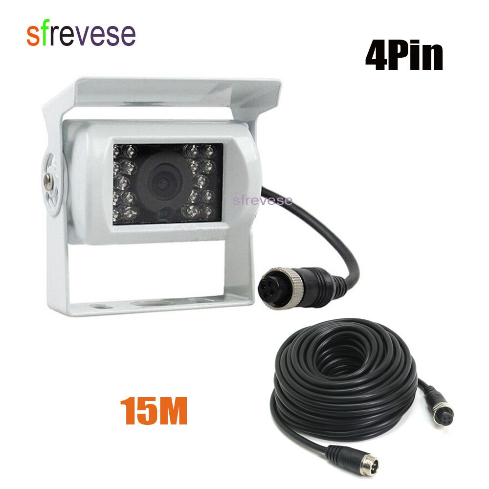 9" TFT LCD Rear View Monitor + Waterproof 4Pin 18 LED Reversing Parking Backup Camera Kit Free 20M cable for Bus Truck Motorhome: Camera 4pin 15m