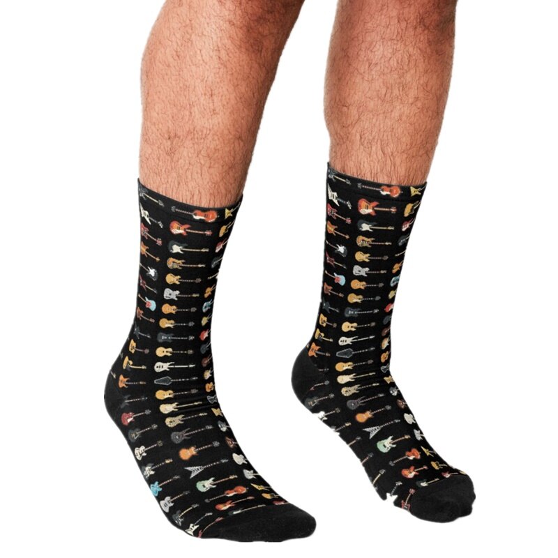 Chaussettes drôles pour hommes, touches de Piano, couverture musicale, motif imprimé hip hop, chaussettes joyeuses pour hommes, mignons garçons, style de rue, chaussettes folles pour hommes