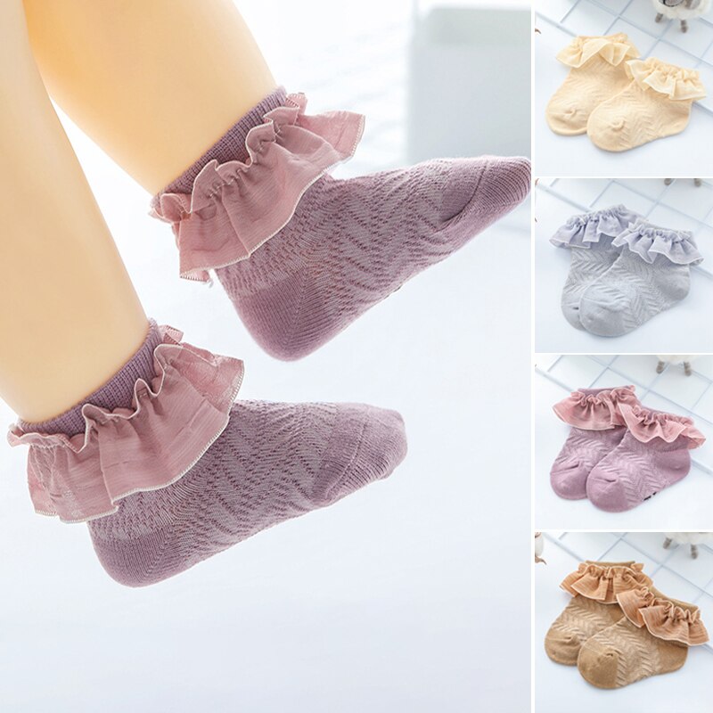 Cute Baby Girl Socks Summer Breathable Lace Kids Socks Soft Cotton Princess Infant Toddler Short Socks Sokken Skarpetki