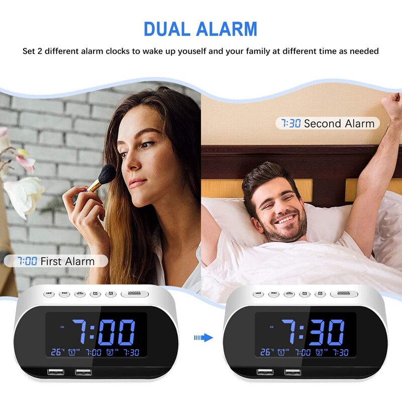 Ledalarm ur radio ur bord digital elektronisk desktop usb powered ure bord indretning boligindretning digital display ur