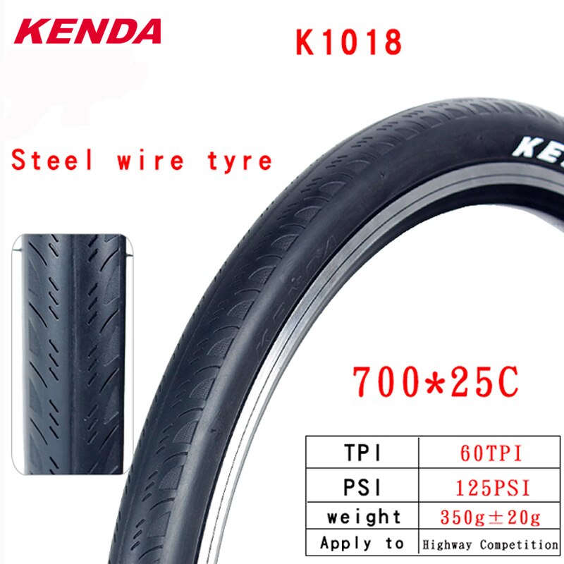 KENDA Bicycle Tire K1018 451 20*1 1/8 Puncture Prevention 700C 700*23C 25C 60TPI dead flying road vehicle Bicycle folding t: 700X25C 60TPI