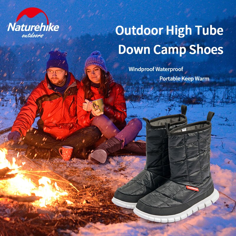 Naturehike-zapatos de nieve para hombre y mujer, botas cálidas de plumón de ganso de 5 ~-5 ℃, antideslizantes para campamento al aire libre, ultraligeros portátiles de 350g, Invierno