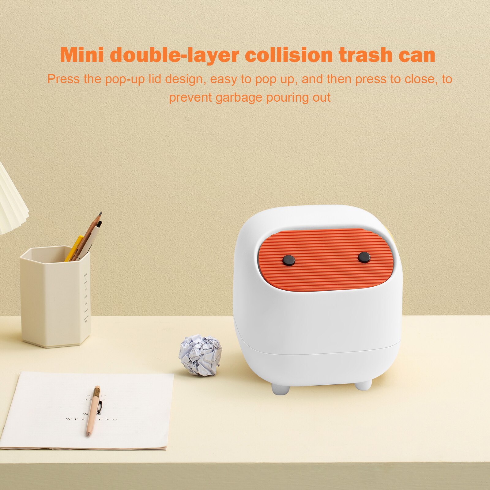 Cartoon Desktop Trash Can Plastic Dumpster Small Beautiful Trash Can Mini Waste Bins Office Kitchen Supplies