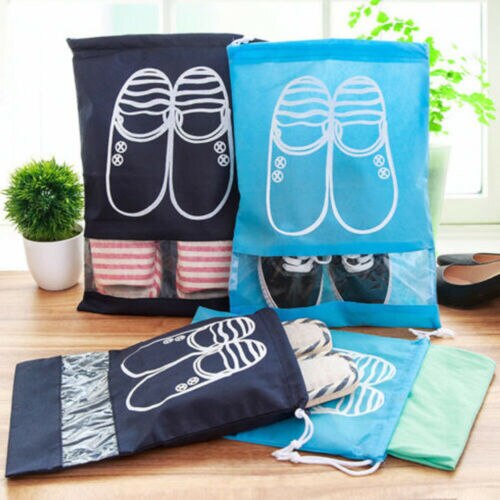 2 Sizes Waterproof Shoes Bag Travel Portable Shoe Storage Bag Organize Tote Drawstring Bag Dolap Organizer Non-Woven Organizador