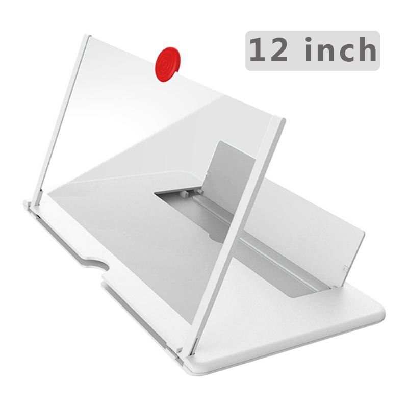 12 tommer foldbar mobiltelefon skærm lup forstørret 3d mobiltelefon skærm lup stråling hd video forstærker telefon stativ: Hvid