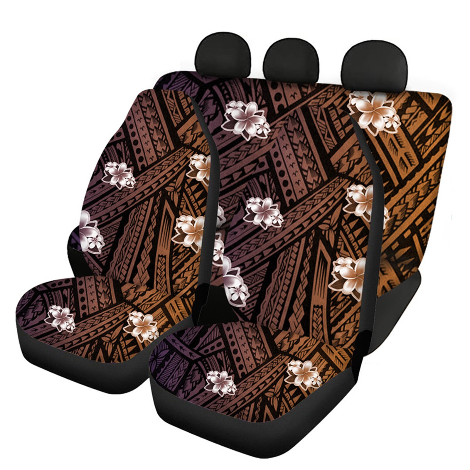 INSTANTARTS-Fundas de asiento de coche con estampado Floral, Hawaiano, Polinesia, Plumeria hibisco, juego completo de 4 fundas lavables: HTAC167F9