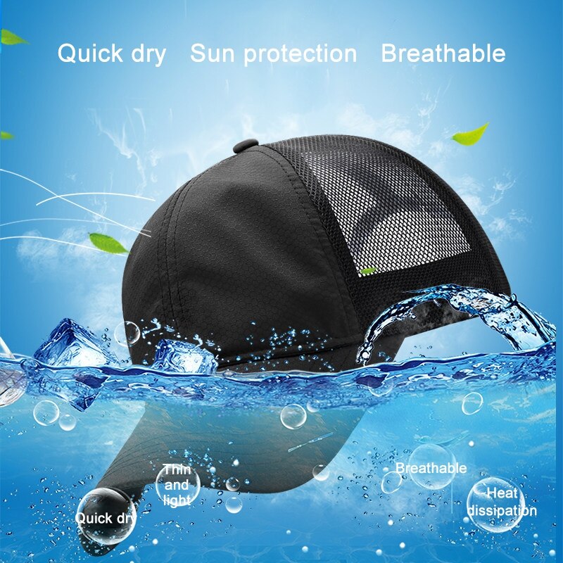 Adjustable Baseball Snapback Cap Summer Thin Mesh Hat Portable Quick Dry Breathable Sun Hat for Golf Tennis