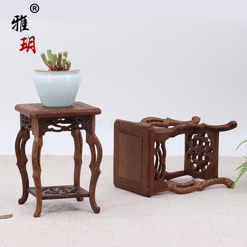 Mahogany base crafts odd stone solid wood teapot decoration vase incense burner flower pot Buddha statue small flower frame