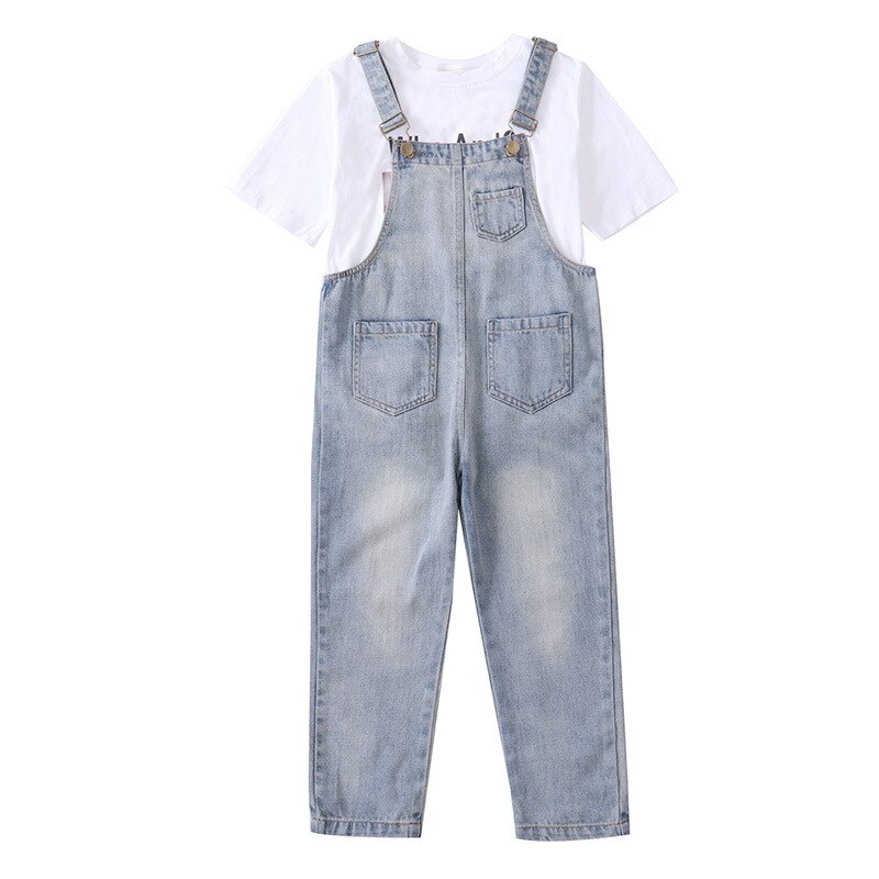 Børn teenagere piger vintage denim løs jumpsuit overalls playsuit til piger skole jeans jumpsuits romper tøj outfits: 12t