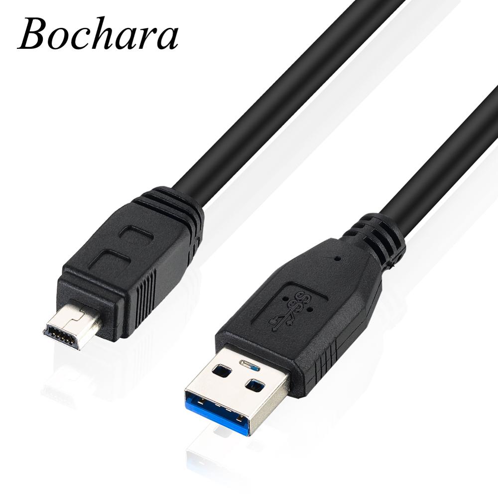 Bochara 1M USB 3.0 Type A Male to Mini 10 Pin Type B Male Data Cable Dual Shielding(Foil+Braided) Super Speed