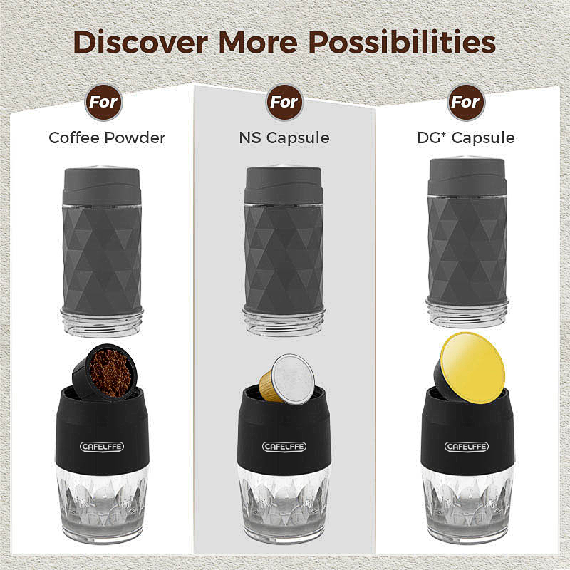 Cafelffe-cafetera portátil Manual, cafetera Espresso para cápsulas y espuma de leche molida, prensa Manual, cafetera para senderismo, viaje, Gif 4 en 1