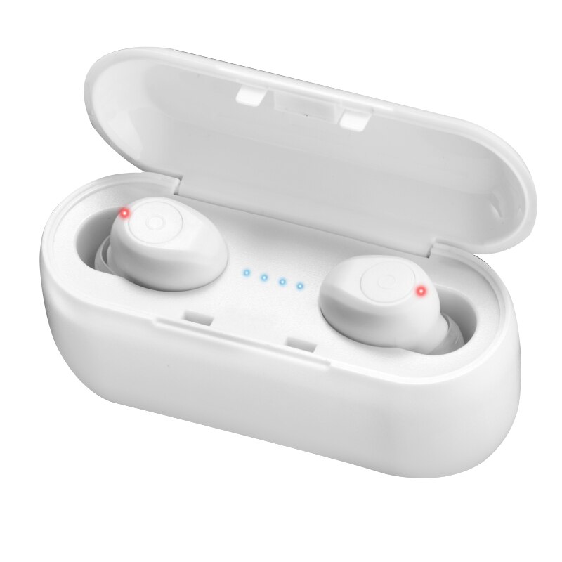 Bluetooth Kopfhörer F9 TWS 5,0 Drahtlose Touch Control Stereo Drahtlose Ohrhörer Headset Mit Power Bank Headset für IPhone Android: Button control-White