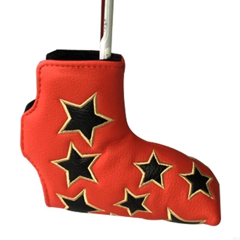 R6fe pu lederen golfijzeren headcover sterrenpatroon golfclub hoofdomslagbeschermer: Rood