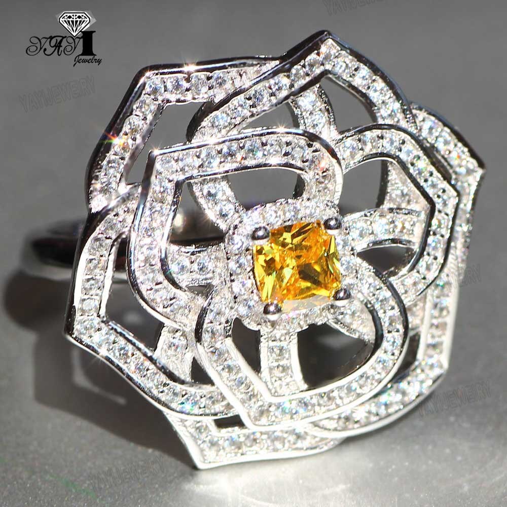 YaYI Sieraden Prinses Cut 4.8 CT Wit Zirkoon Zilveren Kleur Verlovingsringen bruiloft Hart Ringen Meisjes Party Ringen