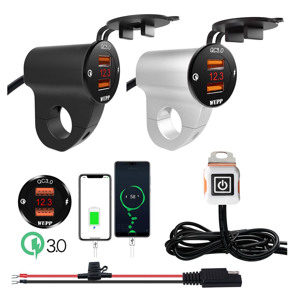 Qc 3.0 Charger Socket 12 V/24 V Dual Usb Stopcontact Lader Led Digitale Display Motorfiets Sigarettenaansteker socket Laders
