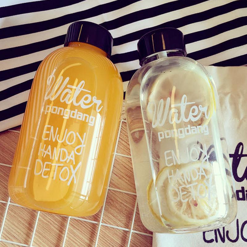 Bärbar klar flaska vattenkopp plastflaska sport plastpåse säck 1000ml/500ml flaska för vandring genomskinlig miketea kopp 1pc