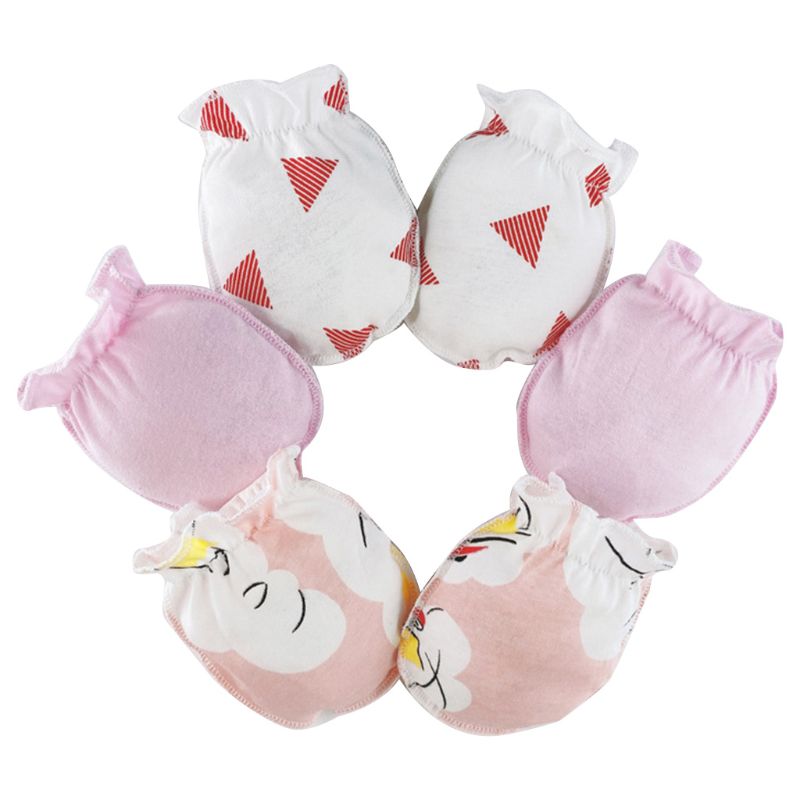 3 accoppiamenti Del Bambino Anti Graffi Morbido Puro Guanti di Cotone Neonato Paramani Mittens A2UB: A