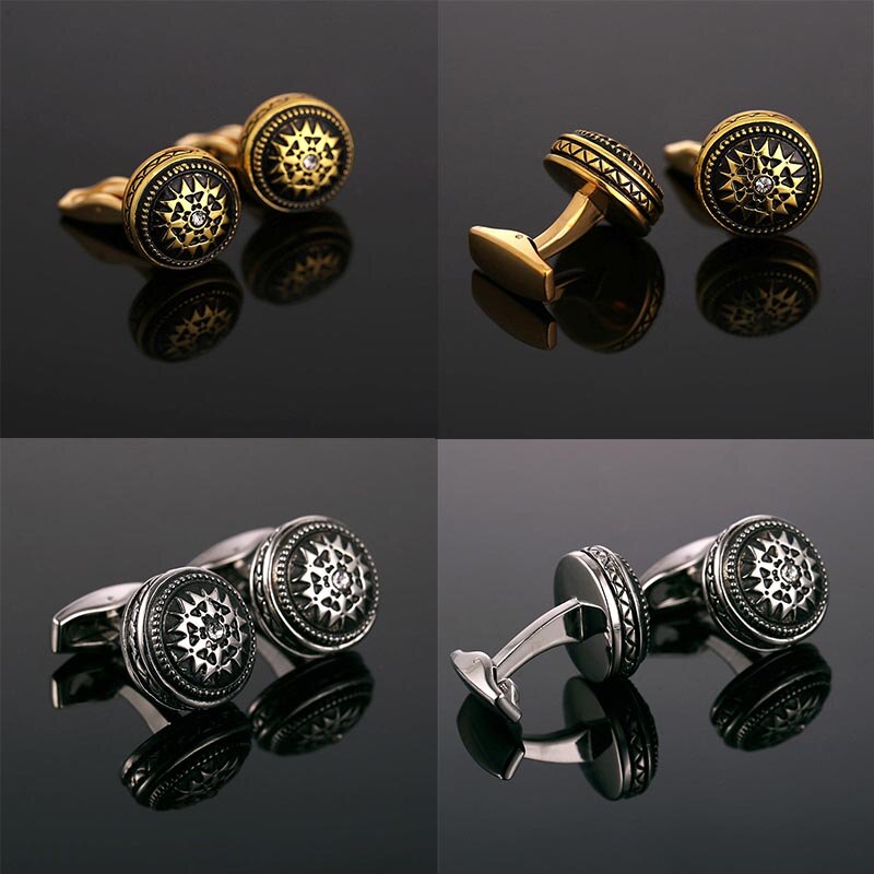 Crystal Vintage Cuff links Wedding Party For Men Guests Shirt Cuff Sleeve Buttons Cufflinks European Palace Cuffs