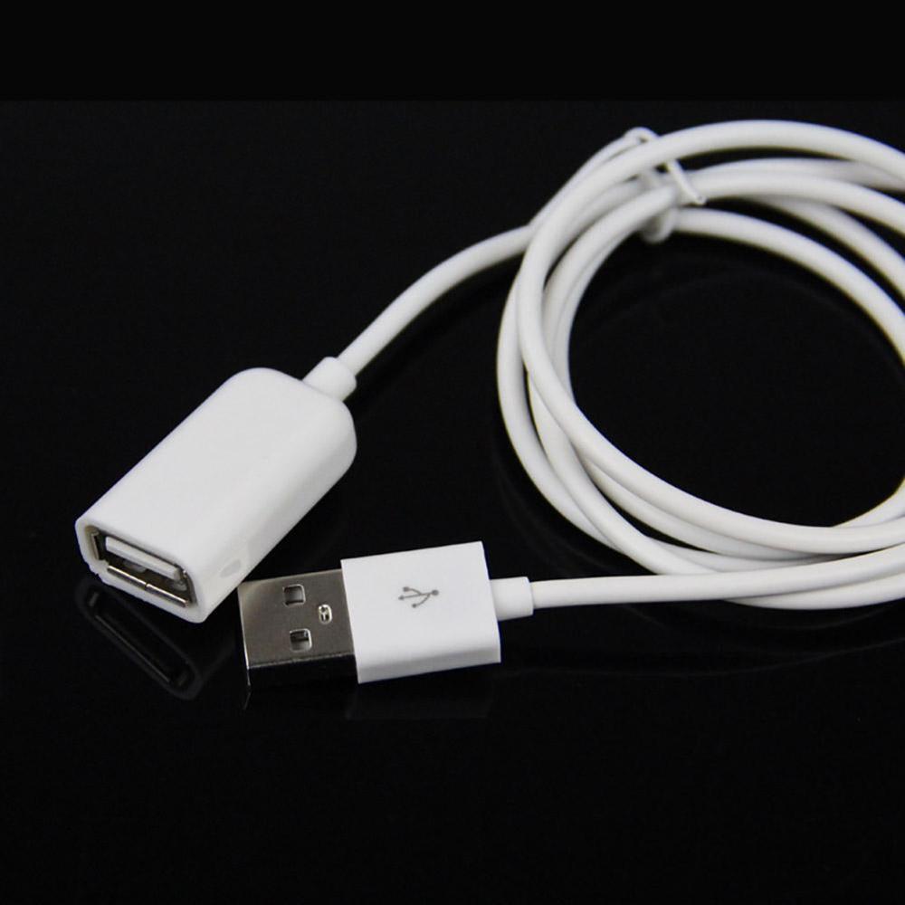 White PVC Metal USB 2.0 Male to Female Extension Adapter 1m Cable 3Ft Cord W5M5