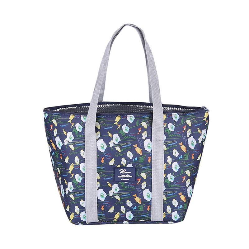 Mode Draagbare Waterdichte Lunch Tas Thermische Voedsel Picknick Inklapbare Lunch Tassen Voor Vrouwen Kids Mannen Cooler Lunchbox Tas: Dark blue