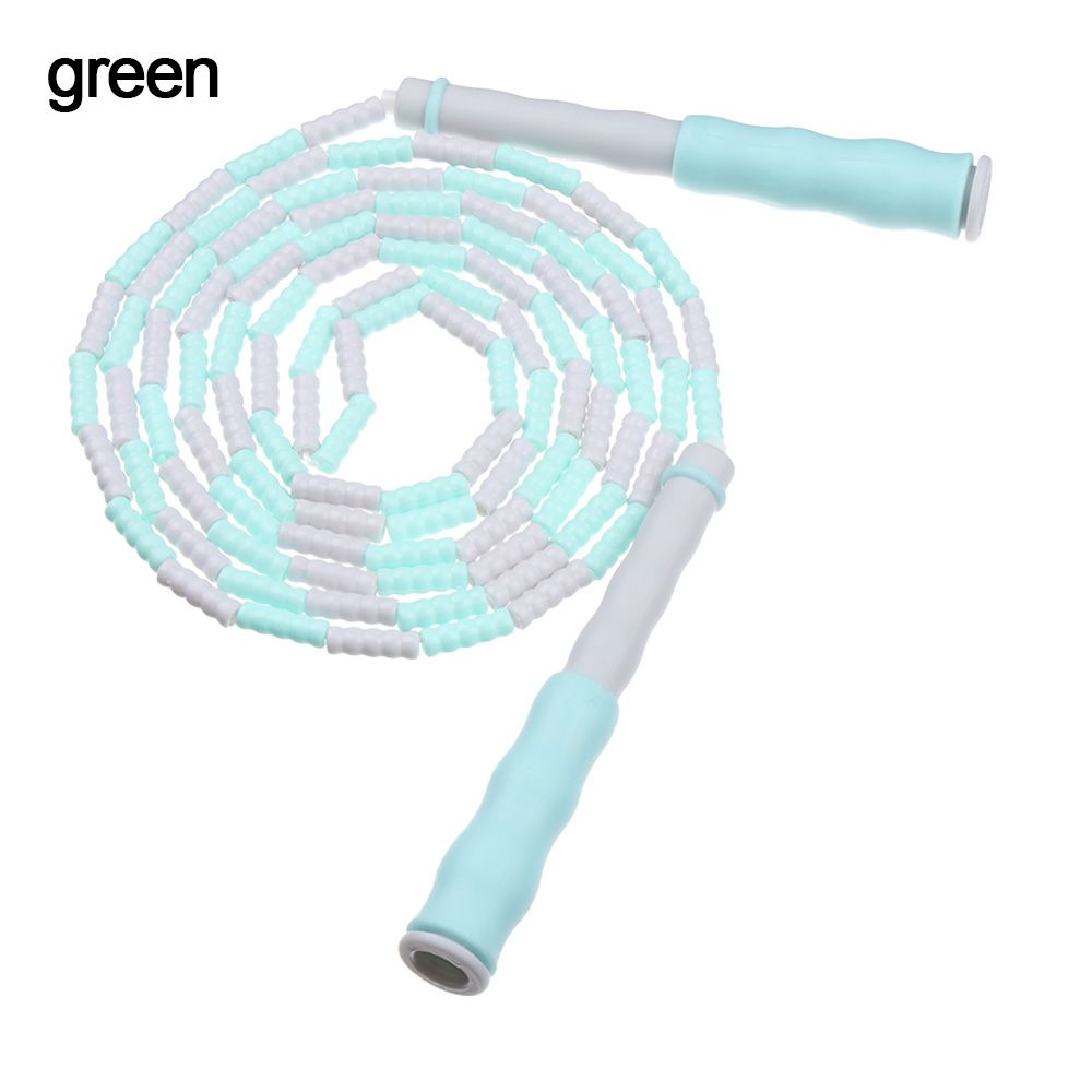 Adjustable Body Building Gym PVC Tangle-Free Fitness Equipment Weight Loss Beaded Jump Rope Bamboo Jumping Rope: green