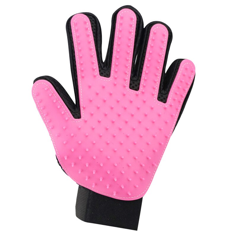 Gant en silicone pour chats | Peigne de Massage, poils d'animaux, brosse en silicone, accessoires de toilettage, fournitures de toilettage pour chats: Pink Left