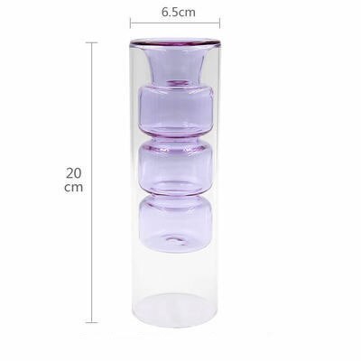Heminredning vas glas blomvas nordisk dubbellager vaser vardagsrum dekoration salong vasi jarrone decoracion casa: Ljuslila