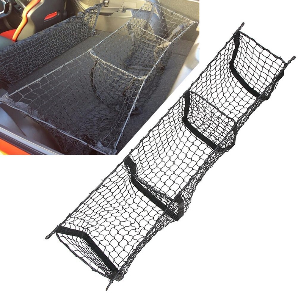 112cm Three Pocket Trunk Cargo Organizer Storage Net Heavy Duty Cargo Net for Car SUV Pickup Truck Bed Durable Expandable Mesh