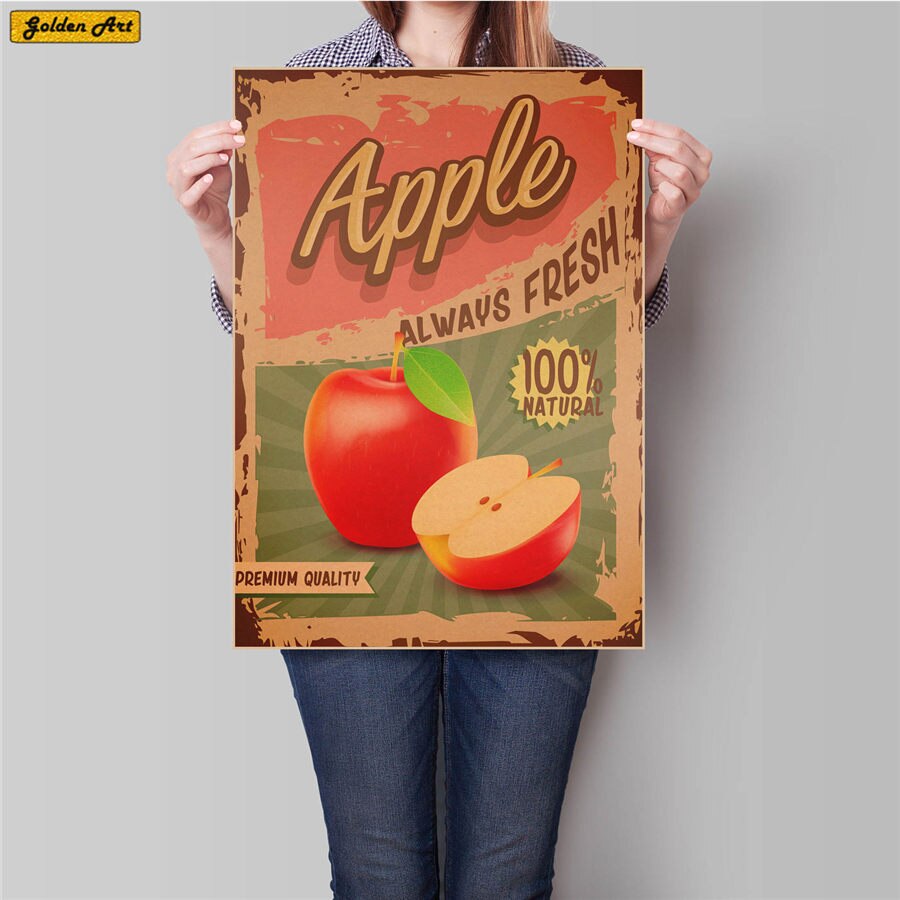 Hedelmä ruoka piirustus vintage voimapaperi juliste baari kahvila seinätarra taidemaalaus retrotaide maaliprintti kuva 45.5 x 31.5cm