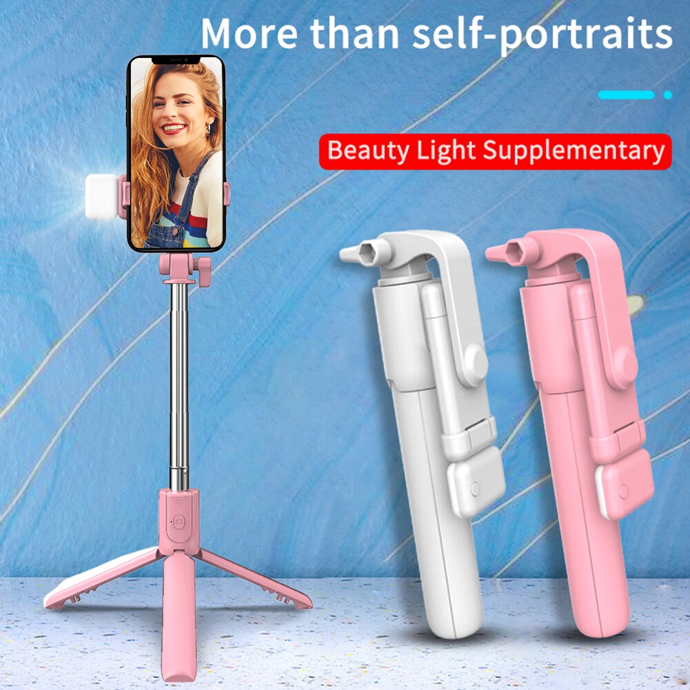 Wireless Bluetooth-compatible Selfie Stick with Led Ring Light Foldable Tripod Monopod For iPhone For Android Live Tripod