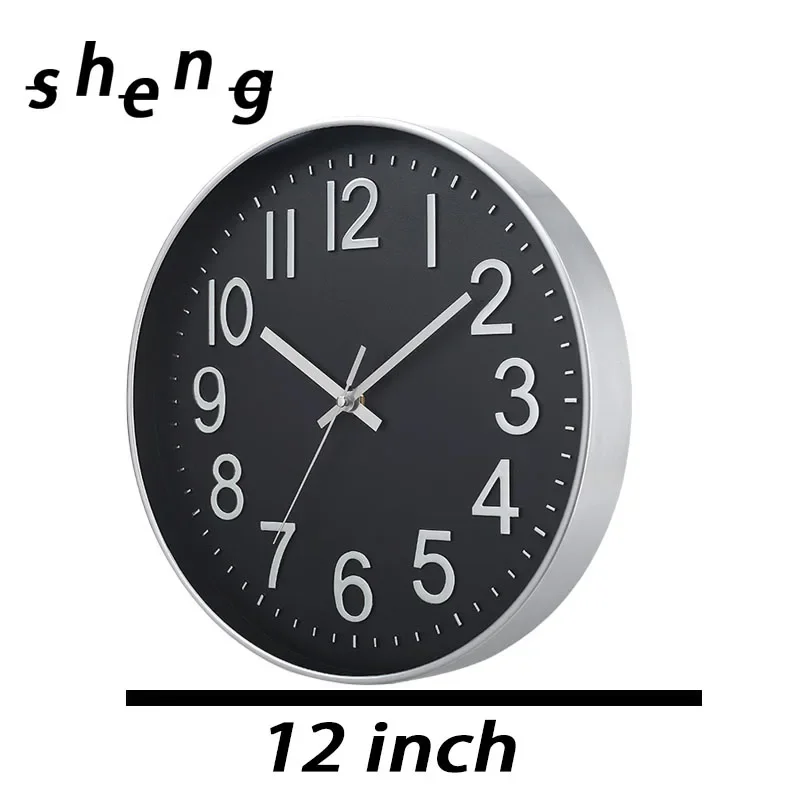 12 Polegada relógio de parede simples mudo não-ticking relógio de parede para casa escritório hotel lojas café decoração sala de estar: BRANCO