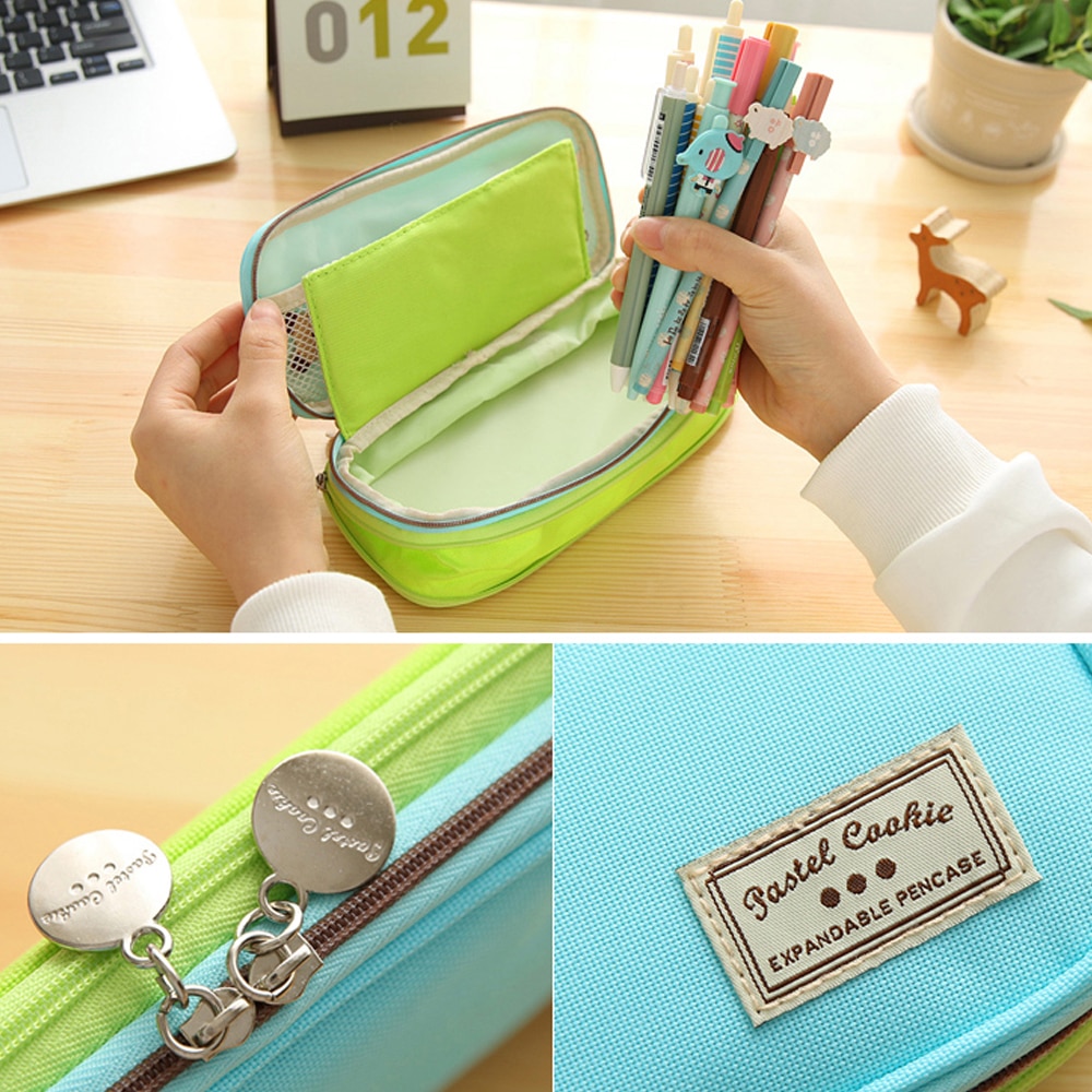 KOKUYO Macaron Pencil Case Stretch Zipper Large Capacity Pencilcase Cute Pencil Box Kawaii Kid School Pen Case Estuche Escolar
