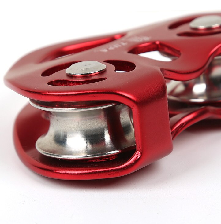 25KN Double pulley Rope Fixed Small Heavy lifting tool Rock Climbing ice Climbing Rescue Cable Trolley High Speed Dual Pulley